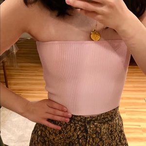 Babaton strapless crop top XS in pink rose